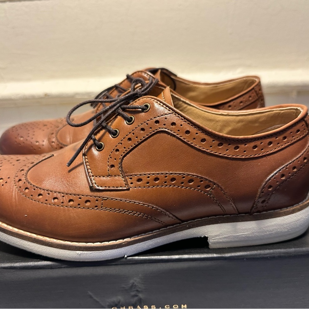Bass Men's Brown Leather Dress Shoes Size 9 M Nolan British Tan
